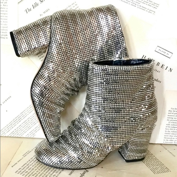Free People Shoes - Free People Bling Metallic Boot silver Chainmail